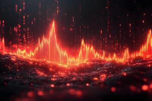 Abstract Digital Waveform with Vibrant Red Light Effects for Technology Design photo