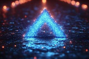 Futuristic Neon Triangle with Bokeh - Digital Technology Design for Visual Media photo