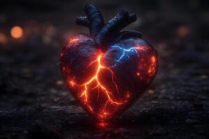 Fragile Heart Symbol with Molten Lava Texture - Emotions and Passion Concept for Digital Art photo