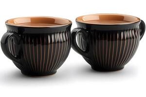 Modern Ceramic Mugs with Vertical Stripes for Stylish Drinkware Design photo