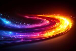 Dynamic Abstract Energy Flow with Neon Light Trails for Digital Art and Design photo