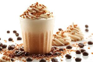 Coffee Frapp Delight with Whipped Cream and Crunchy Toppings for Cafe Menus and Beverage Promotions photo