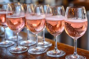 Elegant Celebration with Sparkling Rose Wine Glasses for Festive Gatherings photo