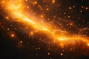 Radiant Cosmic Glow - Abstract Golden and Orange Particle Wave for Digital Design photo