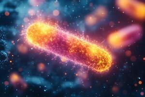 3D Render of Vibrant Microbial Cell in Expansive Scientific Visualization photo