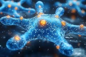 Futuristic Molecular Structure with Glowing Particles for Science and Technology Design photo