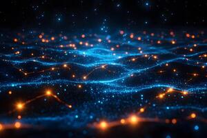 Futuristic Glowing Network Landscape - Digital Waves and Tech Connectivity for Technology Design photo