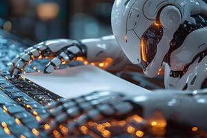 Futuristic Android Writing Document - AI Concept for Technology Design and Innovation photo