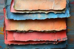 Colorful Textured Handmade Paper Stack for Creative Arts and Crafts Projects photo