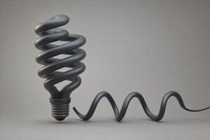 A distinctive spiral light bulb design showcases a sleek black finish, emphasizing modern aesthetics. The twisting shape and elongated cord add an artistic touch, suitable for contemporary interiors. photo