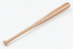This wooden baseball bat features a smooth finish and a classic design. It is suitable for use in practice sessions or recreational games, showcasing its versatility in sports environments. photo
