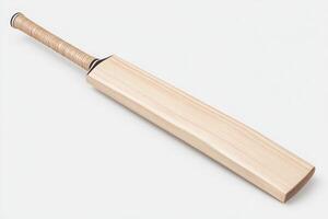 This cricket bat showcases a smooth, unfinished surface with a sturdy handle, ideal for players seeking quality gear. Its simple design is perfect for practice or competitive play. photo