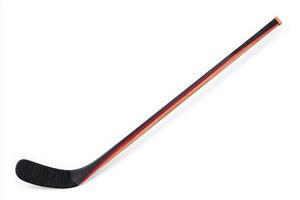 A sleek hockey stick rests horizontally, showcasing its slim design and striking color accents. Crafted for agility, it features a durable blade, ideal for competitive play on ice rinks. photo