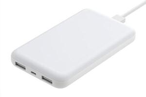 This power bank sits on a flat surface, featuring multiple charging ports. Ideal for travel, it ensures that devices remain powered during adventures or daily routines. photo