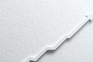 A 3D graph features a zigzag line ascending upwards, symbolizing growth and progress. The plain white background enhances the focus on the upward trajectory. photo