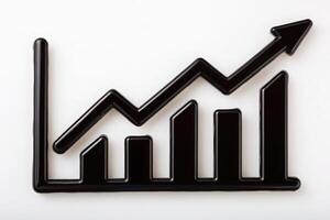 A black graphic representation of a rising graph displays increasing business metrics over time. The bars vary in height, illustrating positive trends in financial performance and success. photo