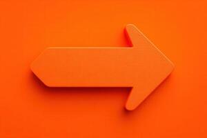 A bold orange arrow points right against a matching background. This striking design could symbolize direction or movement, attracting the viewers eye effectively. photo