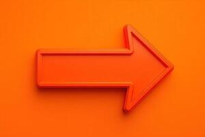 A bold orange arrow is displayed prominently against a matching bright orange background. This eye-catching design directs attention to the right in a visually stimulating way. photo