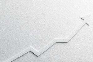 A sharp, zigzagging line rises against a textured paper background, symbolizing growth and success. The design emphasizes upward movement, indicative of business development and financial progress. photo