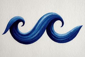 Fluid curves of deep blue evoke the motion of ocean waves. The artwork captures the essence of water through soft brush strokes, blending hues in a creative and harmonious way. photo