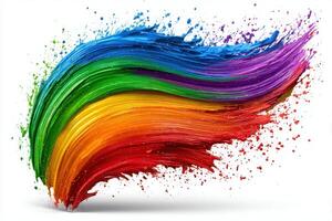 Bright splashes of paint form a dynamic swirl, showcasing a spectrum of colors. The artwork captures movement and energy, evoking creativity and artistic expression. photo
