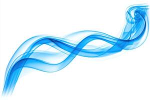 Gentle swirls of blue smoke intertwine and flow gracefully against a clean white backdrop. The soft curves and flowing shapes create an abstract artistic display, inviting viewer imagination. photo