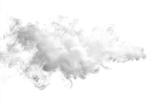 Wisps of soft white smoke drift gracefully across a bright background, forming ethereal shapes and patterns that evoke a tranquil, dreamlike quality in the air. photo