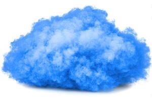 A fluffy blue cloud drifts peacefully in a bright sky, creating a calming presence with its soft texture and soothing color, adding charm to the daytime scenery. photo