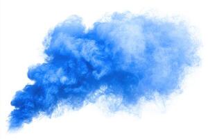A large cloud of dense blue smoke billows upward, creating an impressive and striking visual. photo