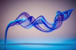Ethereal blue and purple waves of light float upwards, creating a mesmerizing pattern against a soft gradient background. The design evokes a sense of calm and movement. photo