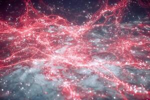 Colorful depiction of a neural network showcasing glowing connections and nodes, set against a dark background. This visual emphasizes the complexity and beauty of brain activity. photo