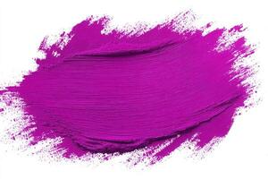 A bold magenta paint stroke stretches across a clean white canvas, showcasing a smooth texture and vivid color. This striking visual can inspire creativity in various artistic endeavors. photo