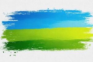 This artwork depicts vibrant blue skies blending seamlessly with a green landscape through bold brush strokes. The use of color creates a serene and uplifting atmosphere, reminiscent of nature. photo