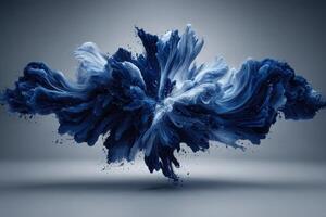 A dynamic display of swirling blue hues forms an abstract composition. The fluidity creates a sense of motion, showcasing varying tones in a captivating arrangement against a neutral background. photo