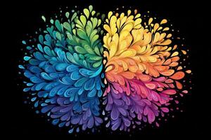 Bright, swirling patterns of colors blend together harmoniously, creating an artistic display of motion. The vivid hues of blue, purple, pink, yellow, and green flow outward, showcasing creativity. photo