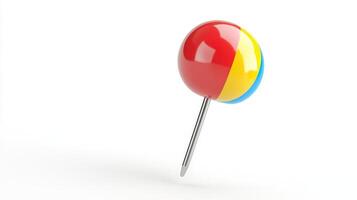 Colorful pushpin against a white background. photo