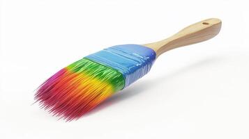 Colorful paintbrush presented against a white backdrop. photo