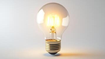 Illuminating light bulb against a plain background. photo