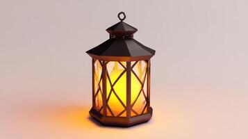 Dark lantern with warm light illumination. photo