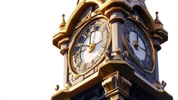 Ornate clock tower detailed close-up view. photo
