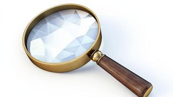 Detailed polygonal magnifying glass with antique handle. photo