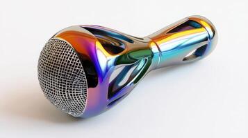 Irridescent microphone design rendered in 3d. photo