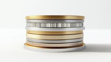 Stacked metallic discs arranged in a symmetrical form. photo