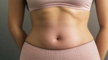 A woman's stomach with a large amount of fat photo
