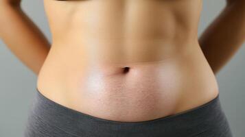 A woman's stomach with a large belly photo