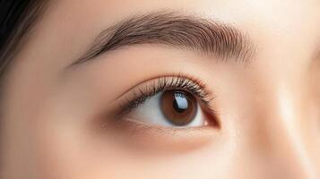 A close up of a woman's eye photo