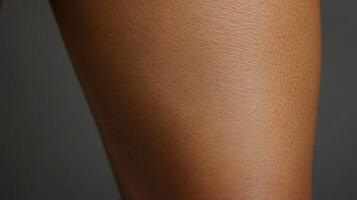 Close up view of human skin texture on a leg. photo