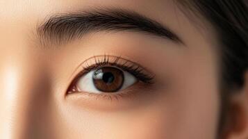 Close-up view of a woman's eye and eyebrow. photo