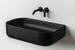 Modern Black Wall Mounted Vessel Sink with Faucet photo