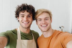Two Happy Men Smiling, Portrait of Friends photo